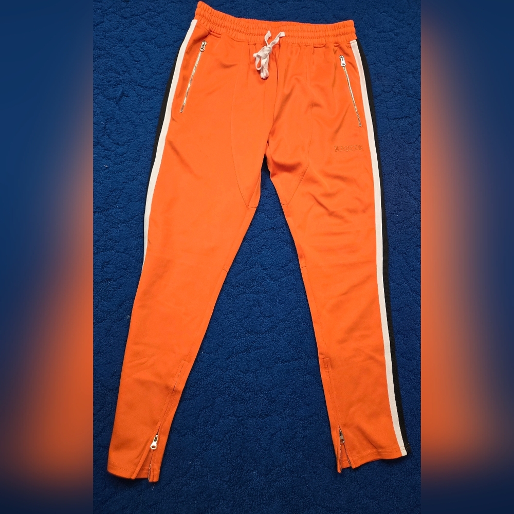 Vibrant Orange Joggers with White Accents TI